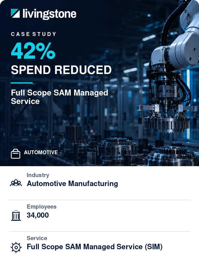 42% spend reduced for Automotive manufacturer with Livingstone